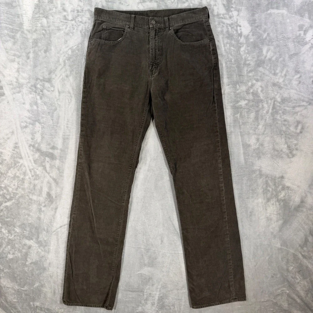 J.Crew Vintage Cord Straight Jeans Men's Size 35x36 Olive Brown Corduroy